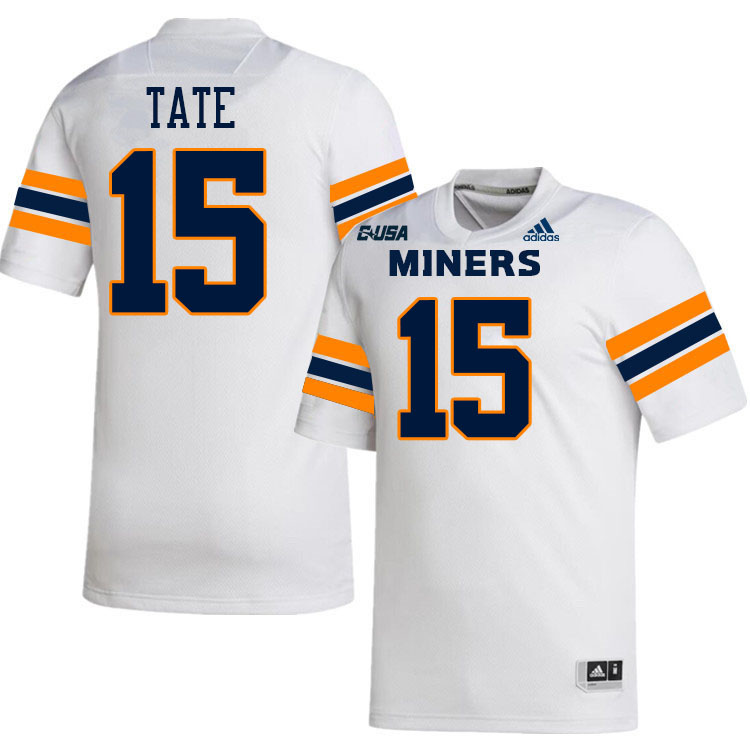 #15 Trevon Tate UTEP Jersey,UTEP Miners College Football Jersey,Uniforms-White